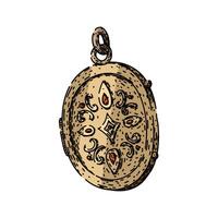charm locket sketch hand drawn vector