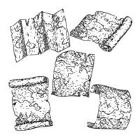 old map set sketch hand drawn vector