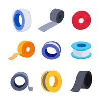 pipe seal tape set cartoon illustration vector
