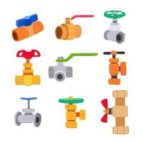 plumbing valve set cartoon illustration vector