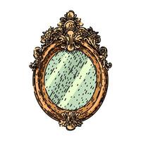 retro vintage mirror sketch hand drawn vector