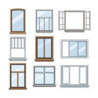 window frame set cartoon illustration vector