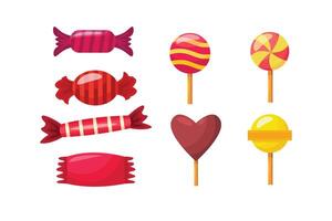 A colorful set of candies and lollipops, featuring various shapes and vibrant patterns, perfect for confectionery themed projects or festive designs vector