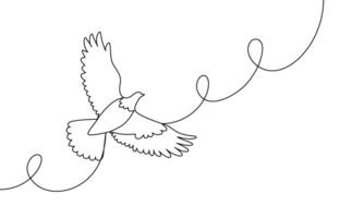 Banner continuous line dove in flight. Bird. Peace concept. Linear minimal style. Hand drawn illustration vector
