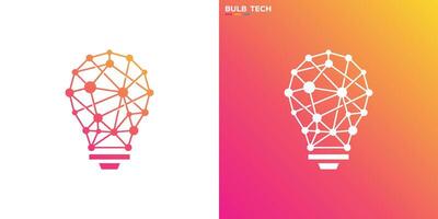Technology bulb logo. connection, data, molecule, with simple line style. Icon symbol design template EPS 10 vector