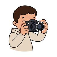 A cartoon boy taking a photo with a camera vector
