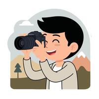A man is taking a photo with a camera vector