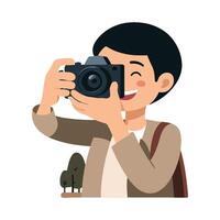 A man taking a photo with a camera vector