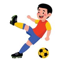 A boy kicking a soccer ball vector