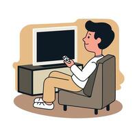 A man sitting on a chair with a remote control vector