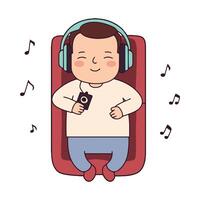 A man is listening to music with headphones vector