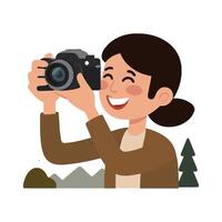 A woman taking a photo with a camera vector