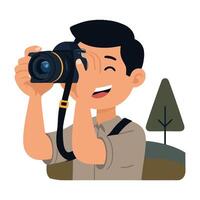 A man is taking a photo with a camera vector