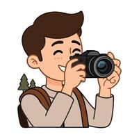 A cartoon man with a camera and backpack vector