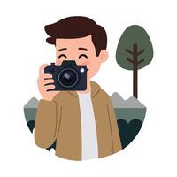 A man is taking a photo with a camera vector