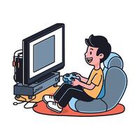 A man playing games on a couch vector