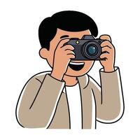 A man taking a photo with a camera vector