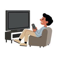 A man sitting on a couch with a remote control vector