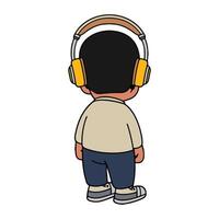 A cartoon boy wearing headphones vector