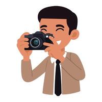A man in a suit is taking a photo with a camera vector