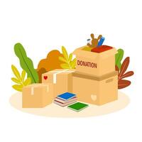 charity illustration with book donation box vector
