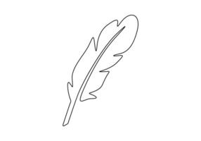 Continuous line drawing of bird feather. Digital illustration vector