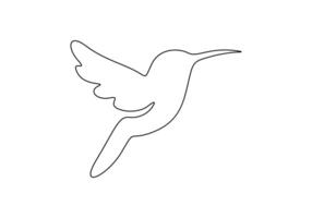 Continuous line drawing of hummingbird. Isolated on white background digital illustration vector