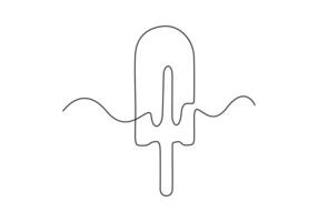 Continuous single line drawing of ice cream premium illustration vector