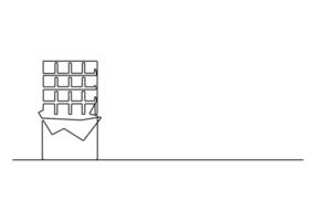 Chocolate bar one continuous line drawing. Pro illustration vector