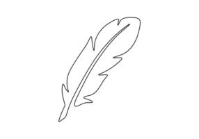 One line drawing of bird feather. Pro illustration vector