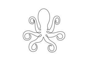 Continuous one line drawing of Octopus. Digital illustration vector