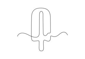 Continuous one line drawing of ice cream. Premium illustration vector