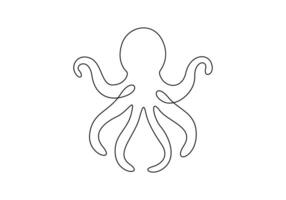 Continuous line drawing of Octopus. Digital illustration vector