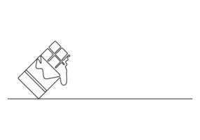 Chocolate bar continuous line drawing. Pro illustration vector