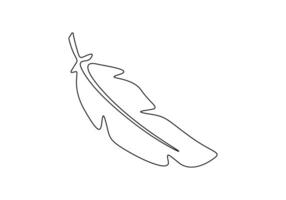 Bird feather continuous one line drawing. Pro illustration vector