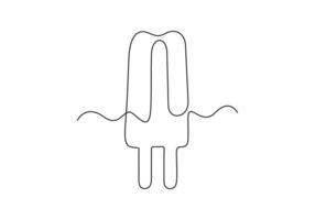 Continuous one line drawing of ice cream. Single line art ice cream. Premium illustration vector