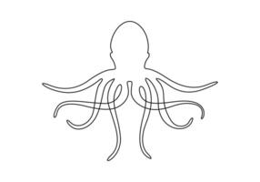 Continuous single line drawing of Octopus. Pro illustration vector