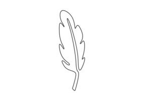 Continuous one line drawing of bird feather. Digital illustration vector