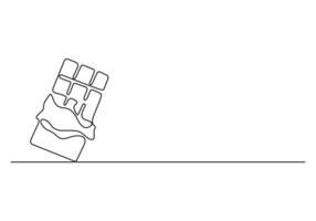 Chocolate bar continuous single line drawing. Premium illustration vector