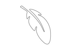 One continuous line drawing of bird feather. Premium illustration vector