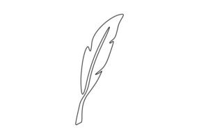Continuous single line drawing of bird feather. Digital illustration vector