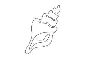 Seashell continuous line drawing. Premium illustration vector