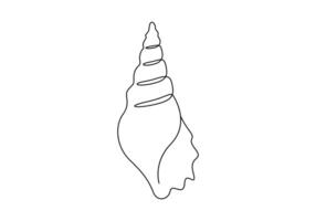 Seashell continuous one line drawing. Premium illustration vector
