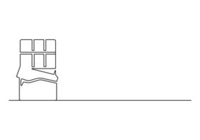 Chocolate bar continuous one line drawing. Digital illustration vector