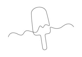 Continuous one line drawing of ice cream premium illustration vector