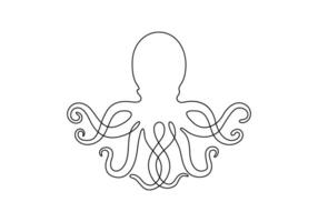 Octopus in one continuous line drawing. Pro illustration vector