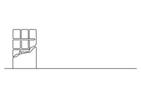 Chocolate bar one line drawing. Single line art chocolate. Pro illustration vector