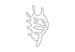 Seashell continuous single line drawing. One line art seashell. Premium illustration vector