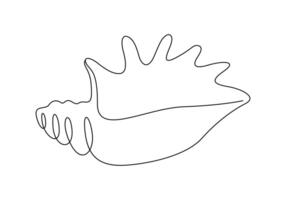 Seashell continuous one line drawing. Premium illustration vector