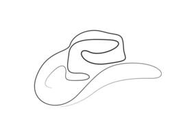 cowboy hat continuous one line drawing minimalism design isolated on white background. Pro illustration vector